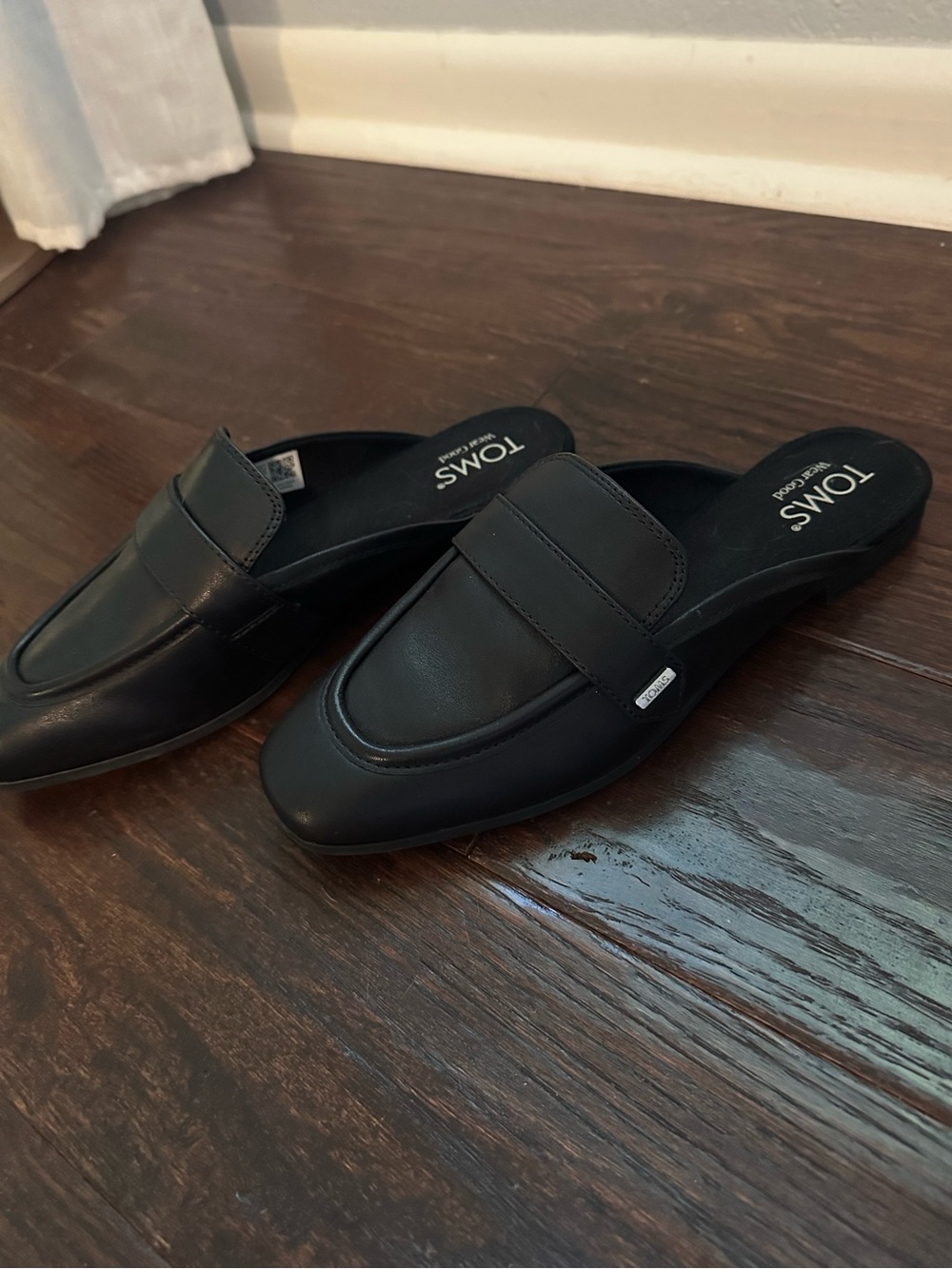 TOMS Black Leather Mules- NWOT